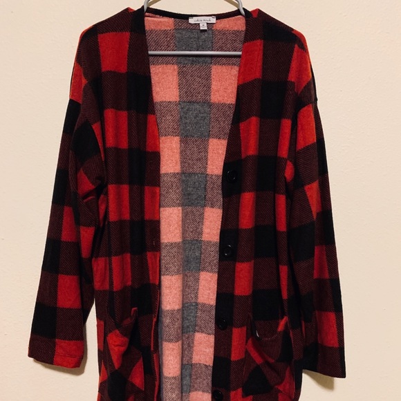 long flannel cardigan